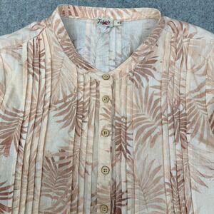 Faherty Gemina Linen Peach‎ Palms Linen Pintuck Sundress Medium Relaxed Pockets